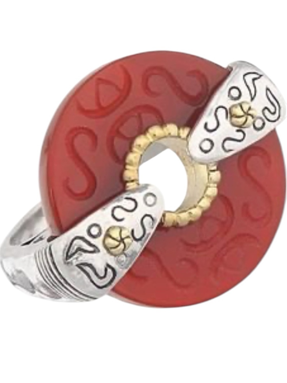 SILPADA Retired Regal Carved Carnelian Statement Ring Silver Brass R2451
Size 7